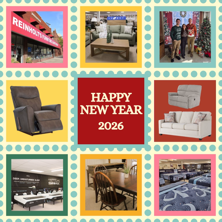 New Year Savings starts at Reinholt's Furniture and Mattresses for 2025. Come visit us and save big on your new favorite pieces of furniture.